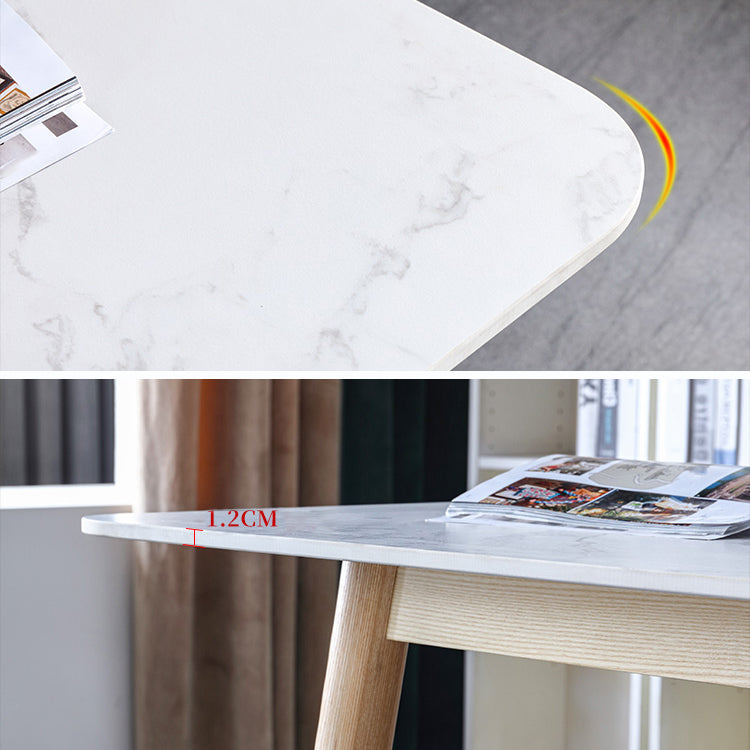 Rectangle Contemporary Dining Table White Sintered Stone Table with Ash Solid Wood Base Clearhalo ' dining_table' 'Dining Tables & Seating' 'Dining Tables' 'furn' 'furn_dining_table' 'Furniture' 'furniture_dining_table' 'Kitchen & Dining Furniture' 'kitchen&dining_furn' 'kitchen' 'kitchen_dining_table' 4159336