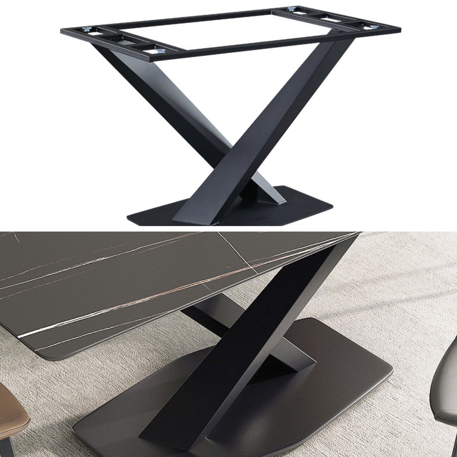 Modern Style Dining Table Rectangle Sintered Stone Dining Table with Black Frame for Home Use Clearhalo ' dining_table' 'Dining Tables & Seating' 'Dining Tables' 'furn' 'furn_dining_table' 'Furniture' 'furniture_dining_table' 'Kitchen & Dining Furniture' 'kitchen&dining_furn' 'kitchen' 'kitchen_dining_table' 4159351