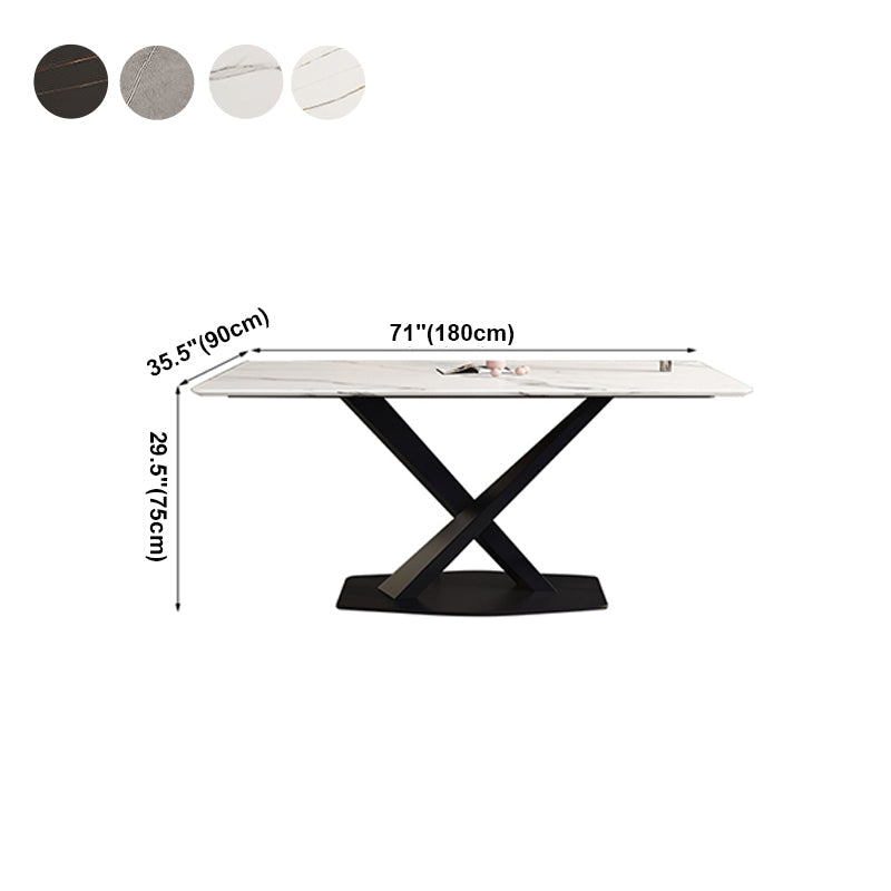 Modern Style Dining Table Rectangle Sintered Stone Dining Table with Black Frame for Home Use Clearhalo ' dining_table' 'Dining Tables & Seating' 'Dining Tables' 'furn' 'furn_dining_table' 'Furniture' 'furniture_dining_table' 'Kitchen & Dining Furniture' 'kitchen&dining_furn' 'kitchen' 'kitchen_dining_table' 4159356