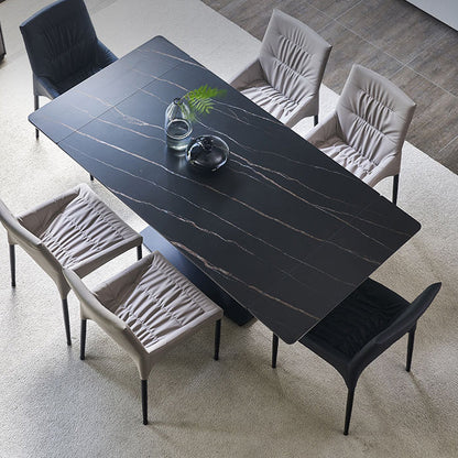 Rectangle Contemporary Dining Table Sintered Stone Table with Black Pedestal Base Black Without Chairs Clearhalo ' dining_table' 'Dining Tables & Seating' 'Dining Tables' 'furn' 'furn_dining_table' 'Furniture' 'furniture_dining_table' 'Kitchen & Dining Furniture' 'kitchen&dining_furn' 'kitchen' 'kitchen_dining_table' 4159359