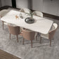 Traditional Luxury Dining Table Rectangle Sintered Stone Pedestal Table with Rose Gold Frame Clearhalo ' dining_table' 'Dining Tables & Seating' 'Dining Tables' 'furn' 'furn_dining_table' 'Furniture' 'furniture_dining_table' 'Kitchen & Dining Furniture' 'kitchen&dining_furn' 'kitchen' 'kitchen_dining_table' 4159370