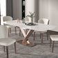Traditional Luxury Dining Table Rectangle Sintered Stone Pedestal Table with Rose Gold Frame Clearhalo ' dining_table' 'Dining Tables & Seating' 'Dining Tables' 'furn' 'furn_dining_table' 'Furniture' 'furniture_dining_table' 'Kitchen & Dining Furniture' 'kitchen&dining_furn' 'kitchen' 'kitchen_dining_table' 4159371