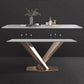 Traditional Luxury Dining Table Rectangle Sintered Stone Pedestal Table with Rose Gold Frame Clearhalo ' dining_table' 'Dining Tables & Seating' 'Dining Tables' 'furn' 'furn_dining_table' 'Furniture' 'furniture_dining_table' 'Kitchen & Dining Furniture' 'kitchen&dining_furn' 'kitchen' 'kitchen_dining_table' 4159375