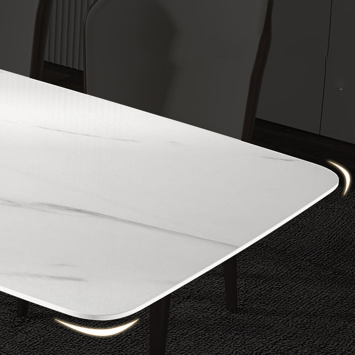 Traditional Luxury Dining Table Rectangle Sintered Stone Pedestal Table with Rose Gold Frame Clearhalo ' dining_table' 'Dining Tables & Seating' 'Dining Tables' 'furn' 'furn_dining_table' 'Furniture' 'furniture_dining_table' 'Kitchen & Dining Furniture' 'kitchen&dining_furn' 'kitchen' 'kitchen_dining_table' 4159376