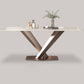 Traditional Luxury Dining Table Rectangle Sintered Stone Pedestal Table with Rose Gold Frame Clearhalo ' dining_table' 'Dining Tables & Seating' 'Dining Tables' 'furn' 'furn_dining_table' 'Furniture' 'furniture_dining_table' 'Kitchen & Dining Furniture' 'kitchen&dining_furn' 'kitchen' 'kitchen_dining_table' 4159378