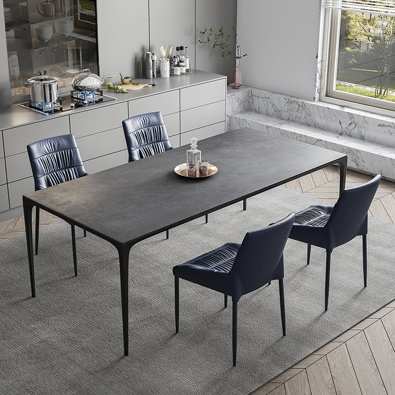 Modern Gray Dining Table Rectangle Sintered Stone Dining Table with 4 Legs Clearhalo ' dining_table' 'Dining Tables & Seating' 'Dining Tables' 'Furniture' 'furniture_dining_table' 'Kitchen & Dining Furniture' 'kitchen&dining_furn' 'kitchen' 'kitchen_dining_table' 4159400