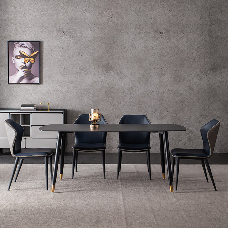Metal Modern Rectangular Dining Table Sintered Stone Table for Kitchen and Dining Room Clearhalo ' dining_table' 'Dining Tables & Seating' 'Dining Tables' 'furn' 'furn_dining_table' 'Furniture' 'furniture_dining_table' 'Kitchen & Dining Furniture' 'kitchen&dining_furn' 'kitchen' 'kitchen_dining_table' 4159410