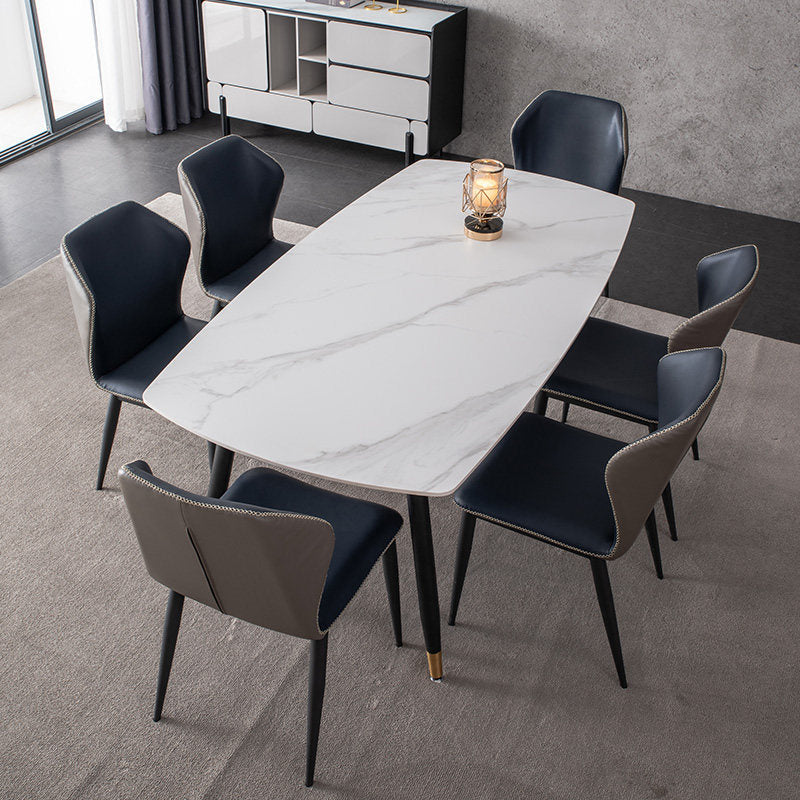 Metal Modern Rectangular Dining Table Sintered Stone Table for Kitchen and Dining Room Clearhalo ' dining_table' 'Dining Tables & Seating' 'Dining Tables' 'furn' 'furn_dining_table' 'Furniture' 'furniture_dining_table' 'Kitchen & Dining Furniture' 'kitchen&dining_furn' 'kitchen' 'kitchen_dining_table' 4159412