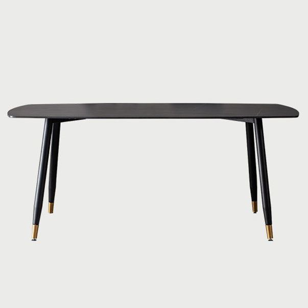 Metal Modern Rectangular Dining Table Sintered Stone Table for Kitchen and Dining Room Black Without Chairs Clearhalo ' dining_table' 'Dining Tables & Seating' 'Dining Tables' 'furn' 'furn_dining_table' 'Furniture' 'furniture_dining_table' 'Kitchen & Dining Furniture' 'kitchen&dining_furn' 'kitchen' 'kitchen_dining_table' 4159418