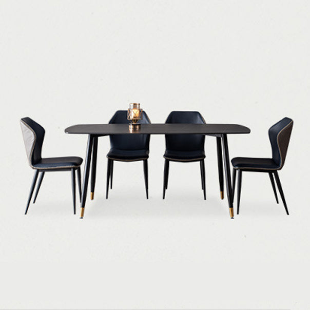 Metal Modern Rectangular Dining Table Sintered Stone Table for Kitchen and Dining Room Clearhalo ' dining_table' 'Dining Tables & Seating' 'Dining Tables' 'furn' 'furn_dining_table' 'Furniture' 'furniture_dining_table' 'Kitchen & Dining Furniture' 'kitchen&dining_furn' 'kitchen' 'kitchen_dining_table' 4159419