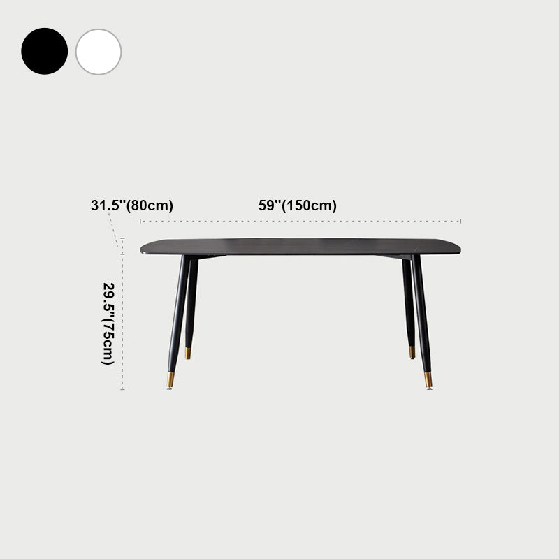 Metal Modern Rectangular Dining Table Sintered Stone Table for Kitchen and Dining Room Clearhalo ' dining_table' 'Dining Tables & Seating' 'Dining Tables' 'furn' 'furn_dining_table' 'Furniture' 'furniture_dining_table' 'Kitchen & Dining Furniture' 'kitchen&dining_furn' 'kitchen' 'kitchen_dining_table' 4159422