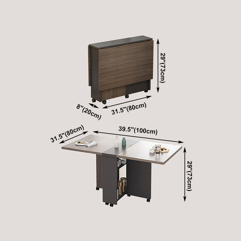 39.4''L Rectangle Mid-Century Modern Dining Table Drop-Leaf Table for Home (only table) Clearhalo ' dining_table' 'Dining Tables & Seating' 'Dining Tables' 'furn' 'furn_dining_table' 'Furniture' 'furniture_dining_table' 'Kitchen & Dining Furniture' 'kitchen&dining_furn' 'kitchen' 'kitchen_dining_table' 4159435
