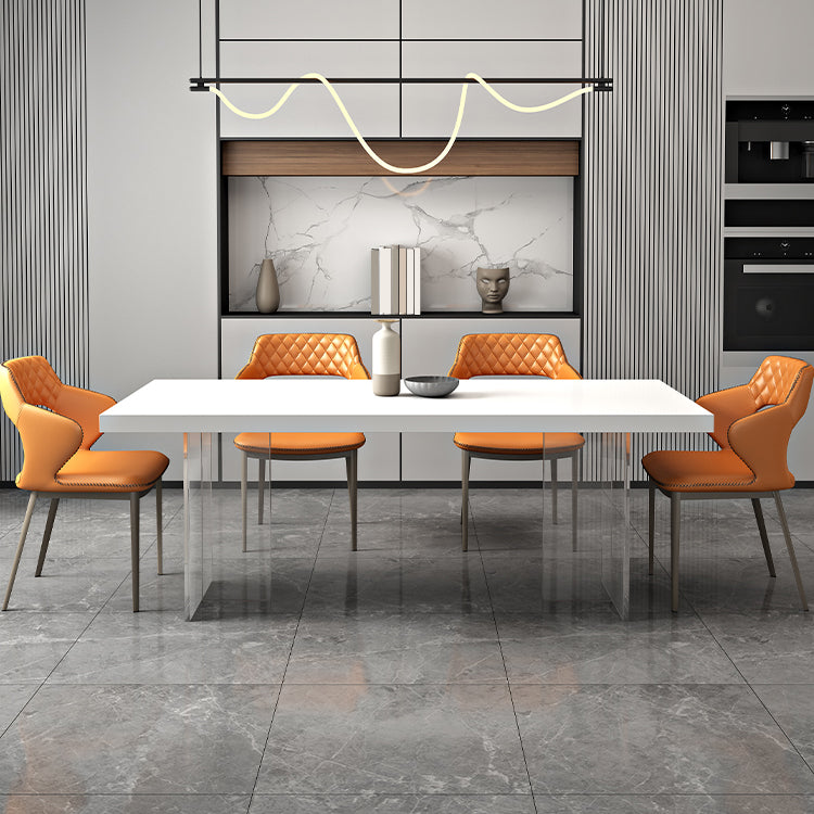 Acrylic Contemporary Rectangular Dining Sintered Stone Dining Table for Kitchen Clearhalo ' dining_table' 'Dining Tables & Seating' 'Dining Tables' 'furn' 'furn_dining_table' 'Furniture' 'furniture_dining_table' 'Kitchen & Dining Furniture' 'kitchen&dining_furn' 'kitchen' 'kitchen_dining_table' 4159455