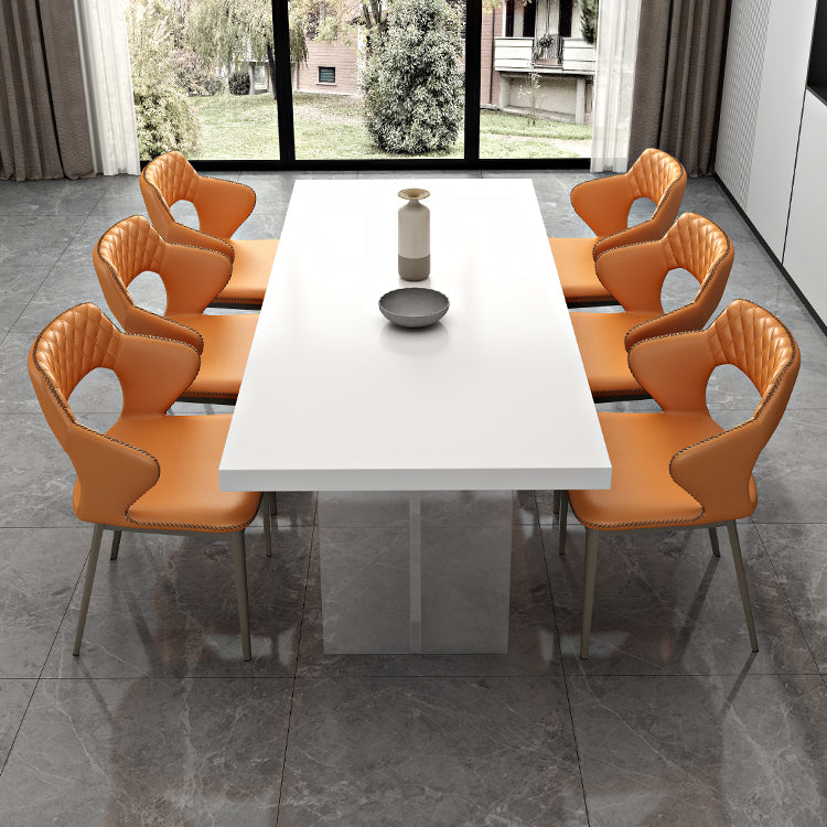 Acrylic Contemporary Rectangular Dining Sintered Stone Dining Table for Kitchen Clearhalo ' dining_table' 'Dining Tables & Seating' 'Dining Tables' 'furn' 'furn_dining_table' 'Furniture' 'furniture_dining_table' 'Kitchen & Dining Furniture' 'kitchen&dining_furn' 'kitchen' 'kitchen_dining_table' 4159456