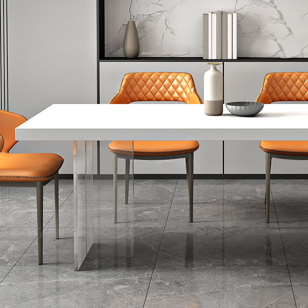 Acrylic Contemporary Rectangular Dining Sintered Stone Dining Table for Kitchen Clearhalo ' dining_table' 'Dining Tables & Seating' 'Dining Tables' 'furn' 'furn_dining_table' 'Furniture' 'furniture_dining_table' 'Kitchen & Dining Furniture' 'kitchen&dining_furn' 'kitchen' 'kitchen_dining_table' 4159457