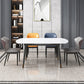 Round Traditional Luxury Dining Table Sintered Stone Table with 4 Black Legs Clearhalo ' dining_table' 'Dining Tables & Seating' 'Dining Tables' 'furn' 'furn_dining_table' 'Furniture' 'furniture_dining_table' 'Kitchen & Dining Furniture' 'kitchen&dining_furn' 'kitchen' 'kitchen_dining_table' 4159469