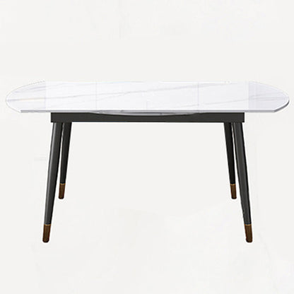 Round Traditional Luxury Dining Table Sintered Stone Table with 4 Black Legs White Without Chairs Clearhalo ' dining_table' 'Dining Tables & Seating' 'Dining Tables' 'furn' 'furn_dining_table' 'Furniture' 'furniture_dining_table' 'Kitchen & Dining Furniture' 'kitchen&dining_furn' 'kitchen' 'kitchen_dining_table' 4159471