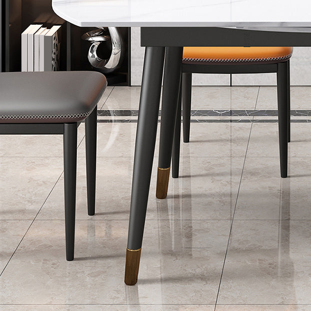 Round Traditional Luxury Dining Table Sintered Stone Table with 4 Black Legs Clearhalo ' dining_table' 'Dining Tables & Seating' 'Dining Tables' 'furn' 'furn_dining_table' 'Furniture' 'furniture_dining_table' 'Kitchen & Dining Furniture' 'kitchen&dining_furn' 'kitchen' 'kitchen_dining_table' 4159472