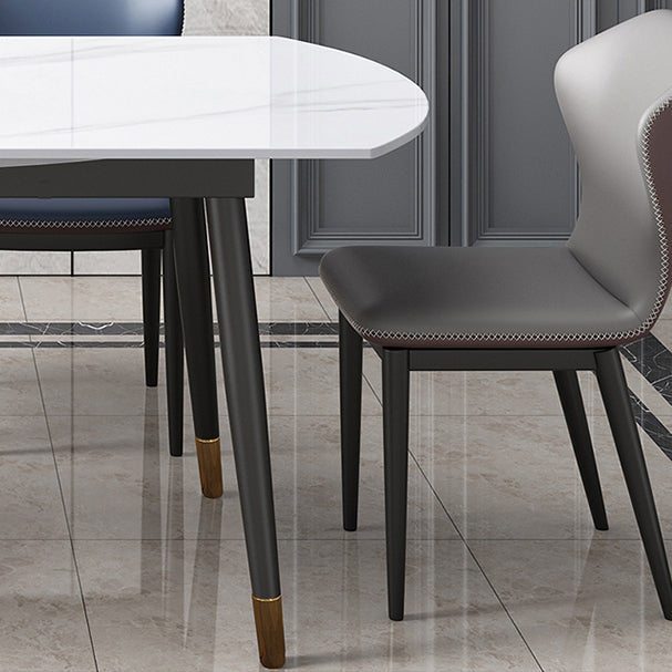 Round Traditional Luxury Dining Table Sintered Stone Table with 4 Black Legs Clearhalo ' dining_table' 'Dining Tables & Seating' 'Dining Tables' 'furn' 'furn_dining_table' 'Furniture' 'furniture_dining_table' 'Kitchen & Dining Furniture' 'kitchen&dining_furn' 'kitchen' 'kitchen_dining_table' 4159473