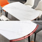 Round Traditional Luxury Dining Table Sintered Stone Table with 4 Black Legs Clearhalo ' dining_table' 'Dining Tables & Seating' 'Dining Tables' 'furn' 'furn_dining_table' 'Furniture' 'furniture_dining_table' 'Kitchen & Dining Furniture' 'kitchen&dining_furn' 'kitchen' 'kitchen_dining_table' 4159474