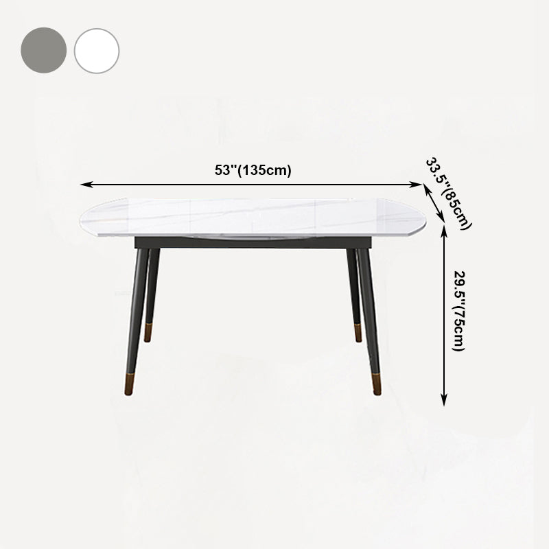 Round Traditional Luxury Dining Table Sintered Stone Table with 4 Black Legs Clearhalo ' dining_table' 'Dining Tables & Seating' 'Dining Tables' 'furn' 'furn_dining_table' 'Furniture' 'furniture_dining_table' 'Kitchen & Dining Furniture' 'kitchen&dining_furn' 'kitchen' 'kitchen_dining_table' 4159479