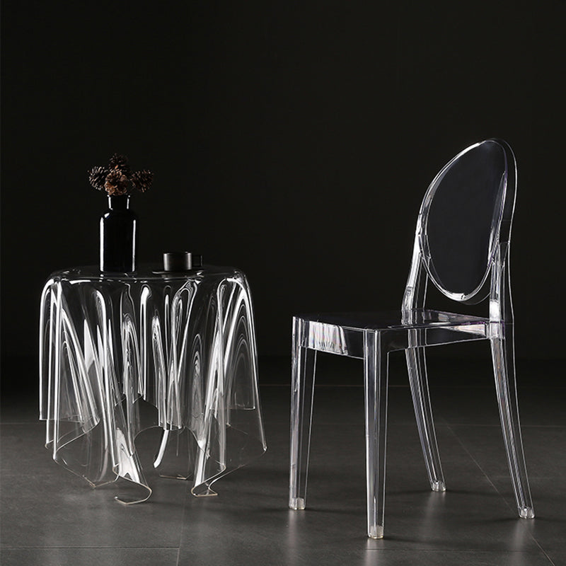 Plastic Armless Dining Chair Home Open Back Dining Side Chairs (Set of 4) Clearhalo ' kitchen&dining_furn' 'Dining Chairs' 'Dining Tables & Seating' 'dining_chair' 'furn' 'furn_dining_chair' 'Furniture' 'furniture_dining_chair' 'Kitchen & Dining Furniture' 'kitchen' 4159481