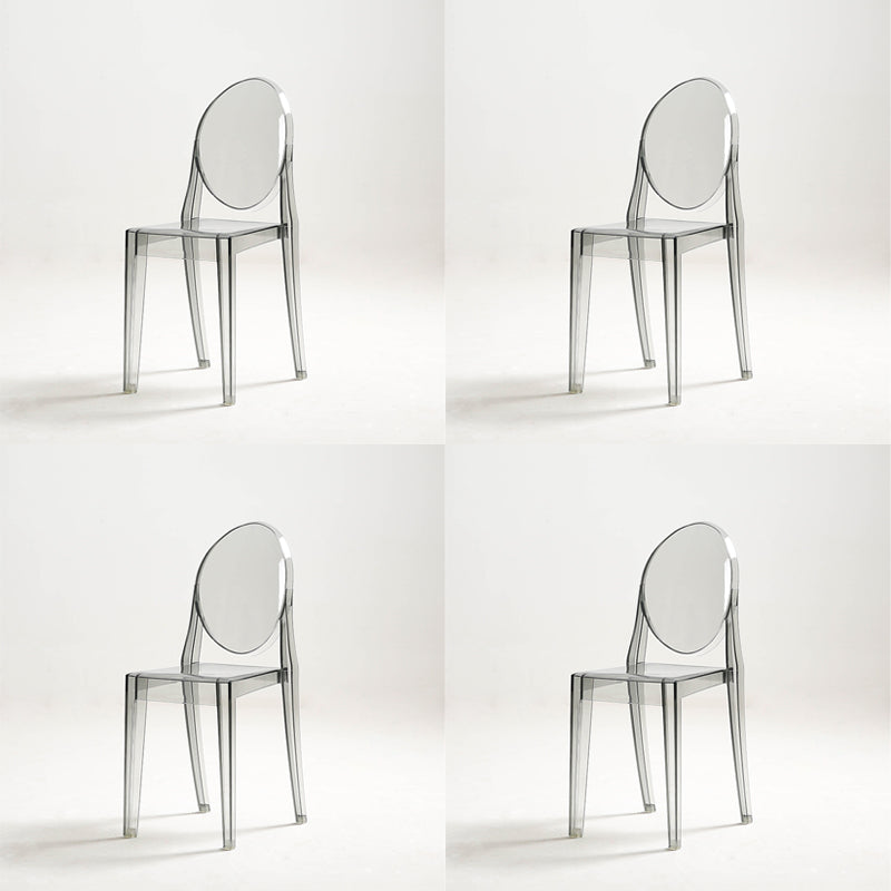 Plastic Armless Dining Chair Home Open Back Dining Side Chairs (Set of 4) Smoke Gray Clearhalo ' kitchen&dining_furn' 'Dining Chairs' 'Dining Tables & Seating' 'dining_chair' 'furn' 'furn_dining_chair' 'Furniture' 'furniture_dining_chair' 'Kitchen & Dining Furniture' 'kitchen' 4159482