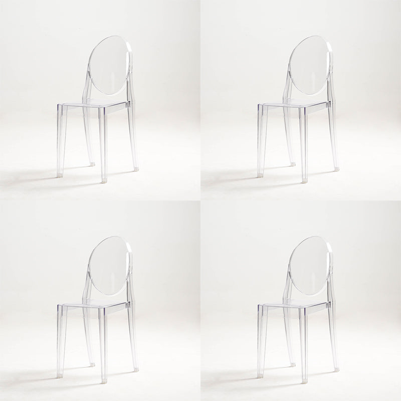 Plastic Armless Dining Chair Home Open Back Dining Side Chairs (Set of 4) Clear Clearhalo ' kitchen&dining_furn' 'Dining Chairs' 'Dining Tables & Seating' 'dining_chair' 'furn' 'furn_dining_chair' 'Furniture' 'furniture_dining_chair' 'Kitchen & Dining Furniture' 'kitchen' 4159483