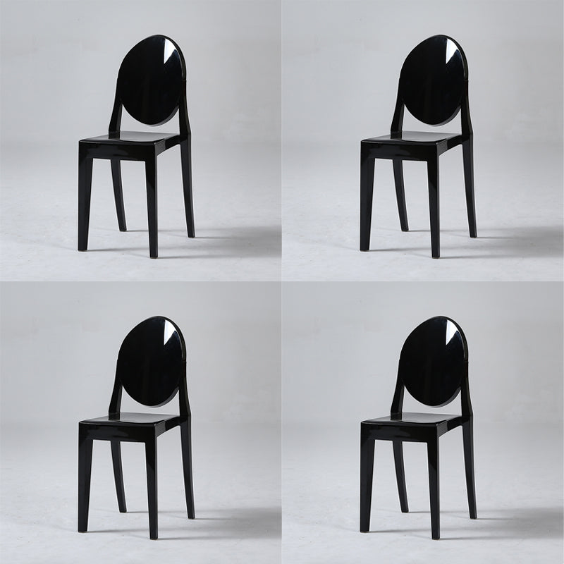 Plastic Armless Dining Chair Home Open Back Dining Side Chairs (Set of 4) Gloss Black Clearhalo ' kitchen&dining_furn' 'Dining Chairs' 'Dining Tables & Seating' 'dining_chair' 'furn' 'furn_dining_chair' 'Furniture' 'furniture_dining_chair' 'Kitchen & Dining Furniture' 'kitchen' 4159485