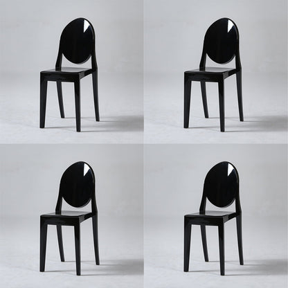 Plastic Armless Dining Chair Home Open Back Dining Side Chairs (Set of 4) Gloss Black Clearhalo ' kitchen&dining_furn' 'Dining Chairs' 'Dining Tables & Seating' 'dining_chair' 'furn' 'furn_dining_chair' 'Furniture' 'furniture_dining_chair' 'Kitchen & Dining Furniture' 'kitchen' 4159485