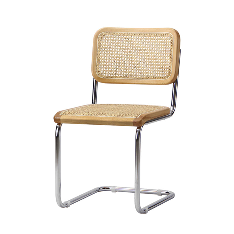 Rattan Metal Contemporary Side Chair Open Back Armless Dining Side Chair Natural 1 Piece Clearhalo ' kitchen&dining_furn' 'Dining Chairs' 'Dining Tables & Seating' 'dining_chair' 'furn' 'furn_dining_chair' 'Furniture' 'furniture_dining_chair' 'Kitchen & Dining Furniture' 'kitchen' 4159496