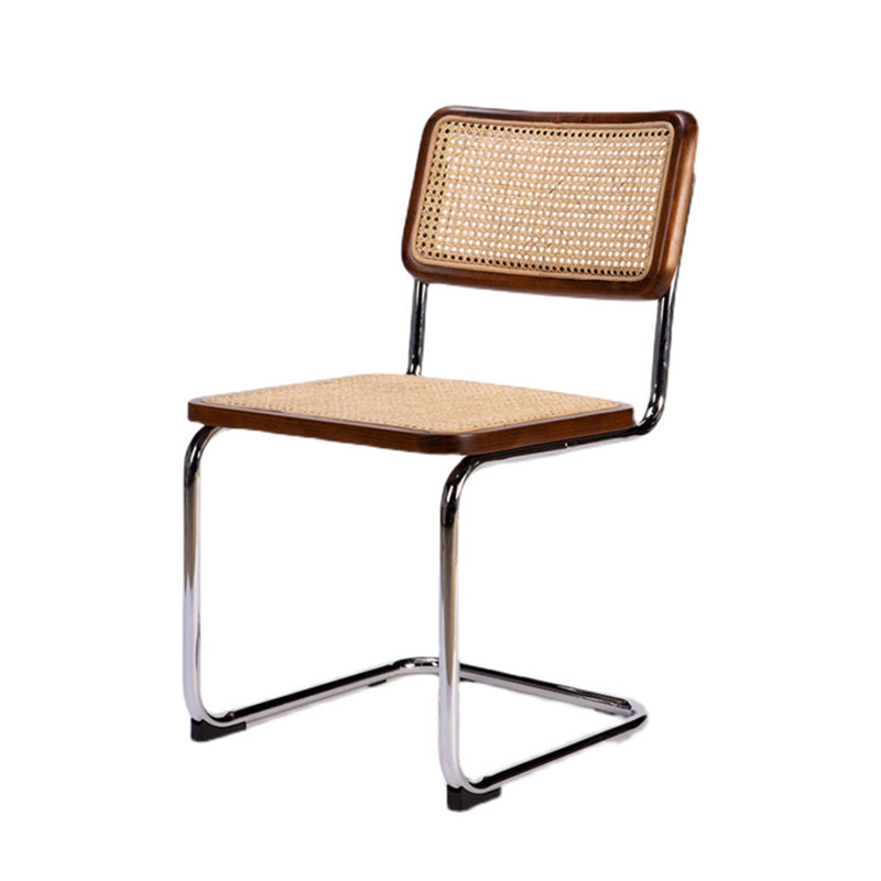 Rattan Metal Contemporary Side Chair Open Back Armless Dining Side Chair Walnut 1 Piece Clearhalo ' kitchen&dining_furn' 'Dining Chairs' 'Dining Tables & Seating' 'dining_chair' 'furn' 'furn_dining_chair' 'Furniture' 'furniture_dining_chair' 'Kitchen & Dining Furniture' 'kitchen' 4159497