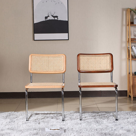 Rattan Metal Contemporary Side Chair Open Back Armless Dining Side Chair Clearhalo ' kitchen&dining_furn' 'Dining Chairs' 'Dining Tables & Seating' 'dining_chair' 'furn' 'furn_dining_chair' 'Furniture' 'furniture_dining_chair' 'Kitchen & Dining Furniture' 'kitchen' 4159498