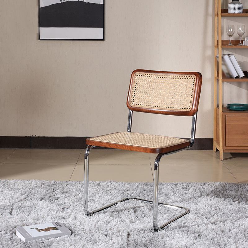 Rattan Metal Contemporary Side Chair Open Back Armless Dining Side Chair Clearhalo ' kitchen&dining_furn' 'Dining Chairs' 'Dining Tables & Seating' 'dining_chair' 'furn' 'furn_dining_chair' 'Furniture' 'furniture_dining_chair' 'Kitchen & Dining Furniture' 'kitchen' 4159499