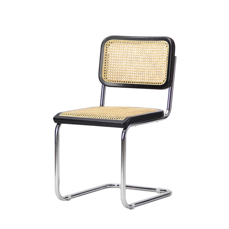 Rattan Metal Contemporary Side Chair Open Back Armless Dining Side Chair Black 1 Piece Clearhalo ' kitchen&dining_furn' 'Dining Chairs' 'Dining Tables & Seating' 'dining_chair' 'furn' 'furn_dining_chair' 'Furniture' 'furniture_dining_chair' 'Kitchen & Dining Furniture' 'kitchen' 4159501