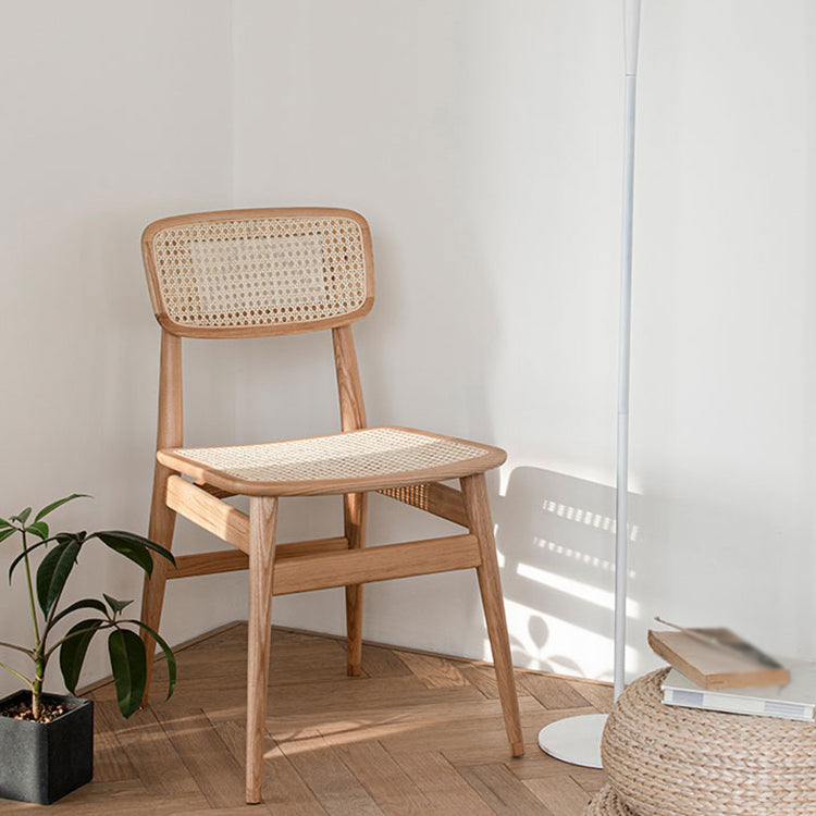 Wood Rattan Scandinavian Style Dining Chair Dining Room Open Back Dining Side Chair Clearhalo ' kitchen&dining_furn' 'Dining Chairs' 'Dining Tables & Seating' 'dining_chair' 'furn' 'furn_dining_chair' 'Furniture' 'furniture_dining_chair' 'Kitchen & Dining Furniture' 'kitchen' 4159549