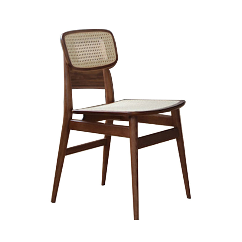 Wood Rattan Scandinavian Style Dining Chair Dining Room Open Back Dining Side Chair Walnut 1 Piece Clearhalo ' kitchen&dining_furn' 'Dining Chairs' 'Dining Tables & Seating' 'dining_chair' 'furn' 'furn_dining_chair' 'Furniture' 'furniture_dining_chair' 'Kitchen & Dining Furniture' 'kitchen' 4159550