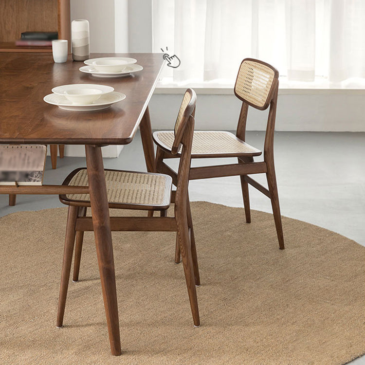 Wood Rattan Scandinavian Style Dining Chair Dining Room Open Back Dining Side Chair Clearhalo ' kitchen&dining_furn' 'Dining Chairs' 'Dining Tables & Seating' 'dining_chair' 'furn' 'furn_dining_chair' 'Furniture' 'furniture_dining_chair' 'Kitchen & Dining Furniture' 'kitchen' 4159559