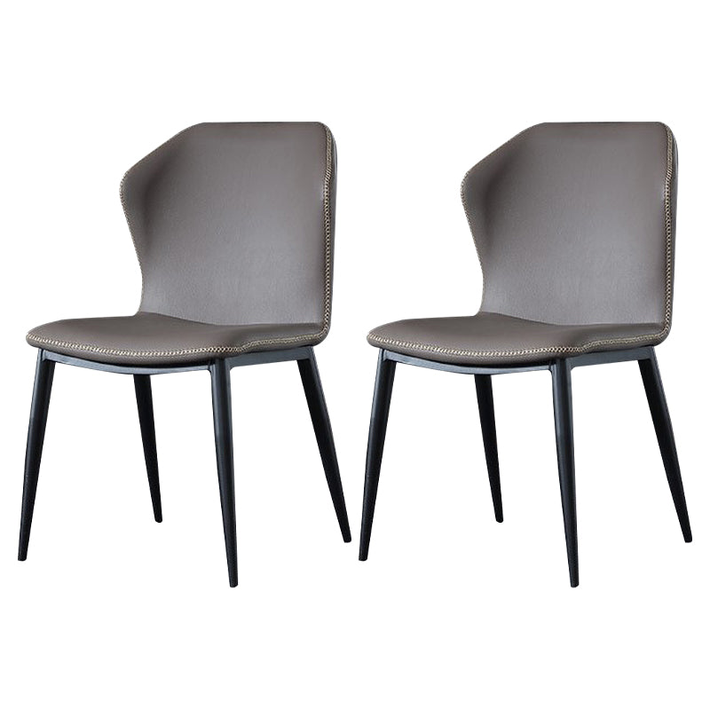 Contemporary Metal Dining Armless Chair Wingback Parsons Chair for Home Use Dark Gray 2 Piece Set Clearhalo ' kitchen&dining_furn' 'Dining Chairs' 'Dining Tables & Seating' 'dining_chair' 'furn' 'furn_dining_chair' 'Furniture' 'furniture_dining_chair' 'Kitchen & Dining Furniture' 'kitchen' 4159586