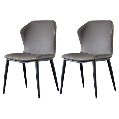 Contemporary Metal Dining Armless Chair Wingback Parsons Chair for Home Use Dark Gray 2 Piece Set Clearhalo ' kitchen&dining_furn' 'Dining Chairs' 'Dining Tables & Seating' 'dining_chair' 'furn' 'furn_dining_chair' 'Furniture' 'furniture_dining_chair' 'Kitchen & Dining Furniture' 'kitchen' 4159586