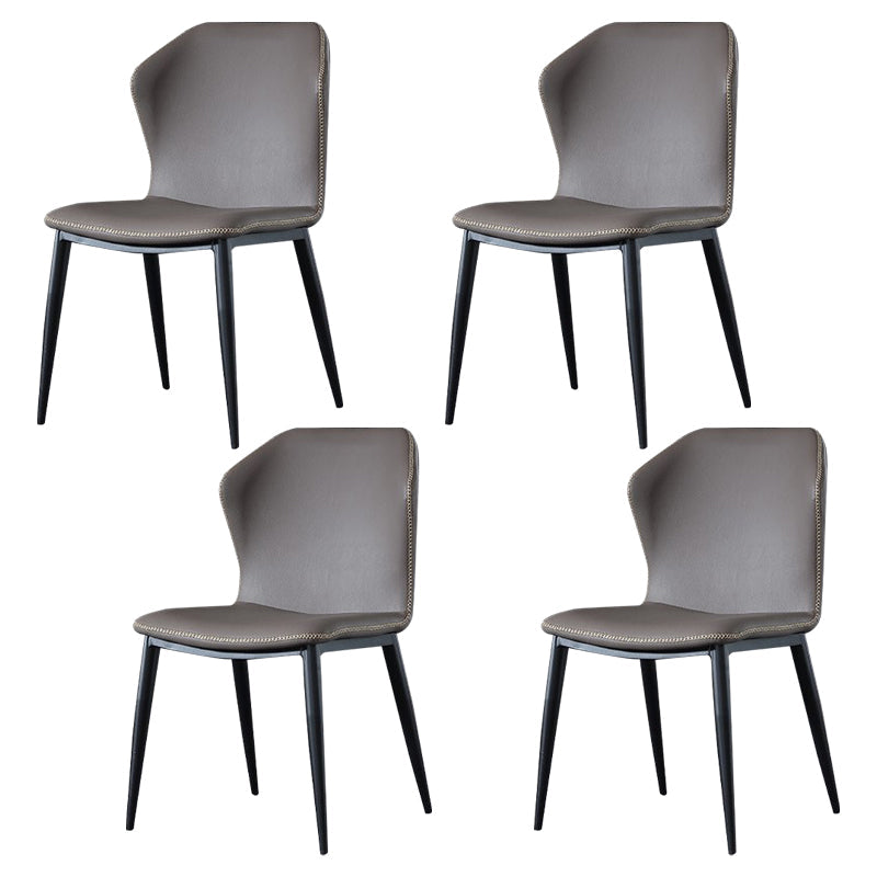 Contemporary Metal Dining Armless Chair Wingback Parsons Chair for Home Use Dark Gray 4 Piece Set Clearhalo ' kitchen&dining_furn' 'Dining Chairs' 'Dining Tables & Seating' 'dining_chair' 'furn' 'furn_dining_chair' 'Furniture' 'furniture_dining_chair' 'Kitchen & Dining Furniture' 'kitchen' 4159588