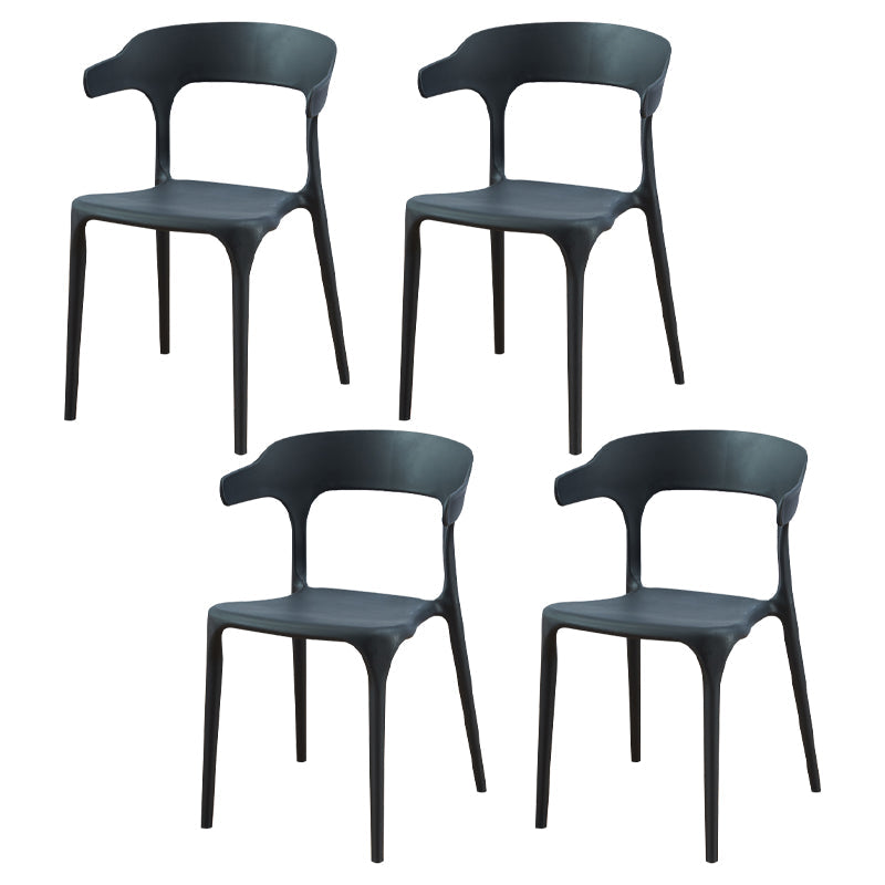 Plastic Scandinavian Dining Arm Chairs Open Back Indoor Dining Armchairs Black 4 Piece Set Clearhalo ' kitchen&dining_furn' 'Dining Chairs' 'Dining Tables & Seating' 'dining_chair' 'furn' 'furn_dining_chair' 'Furniture' 'furniture_dining_chair' 'Kitchen & Dining Furniture' 'kitchen' 4159608