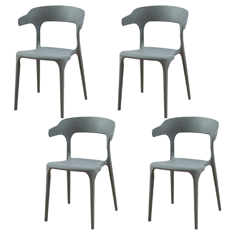 Plastic Scandinavian Dining Arm Chairs Open Back Indoor Dining Armchairs Grey 4 Piece Set Clearhalo ' kitchen&dining_furn' 'Dining Chairs' 'Dining Tables & Seating' 'dining_chair' 'furn' 'furn_dining_chair' 'Furniture' 'furniture_dining_chair' 'Kitchen & Dining Furniture' 'kitchen' 4159610