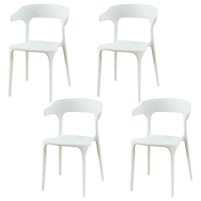 Plastic Scandinavian Dining Arm Chairs Open Back Indoor Dining Armchairs White 4 Piece Set Clearhalo ' kitchen&dining_furn' 'Dining Chairs' 'Dining Tables & Seating' 'dining_chair' 'furn' 'furn_dining_chair' 'Furniture' 'furniture_dining_chair' 'Kitchen & Dining Furniture' 'kitchen' 4159613