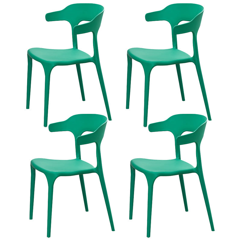 Plastic Scandinavian Dining Arm Chairs Open Back Indoor Dining Armchairs Green 4 Piece Set Clearhalo ' kitchen&dining_furn' 'Dining Chairs' 'Dining Tables & Seating' 'dining_chair' 'furn' 'furn_dining_chair' 'Furniture' 'furniture_dining_chair' 'Kitchen & Dining Furniture' 'kitchen' 4159615
