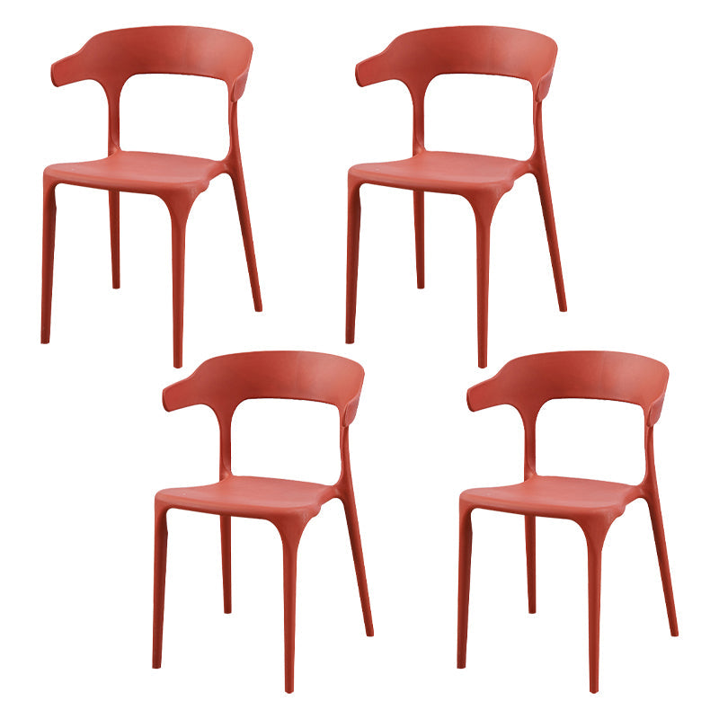 Plastic Scandinavian Dining Arm Chairs Open Back Indoor Dining Armchairs Burgundy 4 Piece Set Clearhalo ' kitchen&dining_furn' 'Dining Chairs' 'Dining Tables & Seating' 'dining_chair' 'furn' 'furn_dining_chair' 'Furniture' 'furniture_dining_chair' 'Kitchen & Dining Furniture' 'kitchen' 4159617