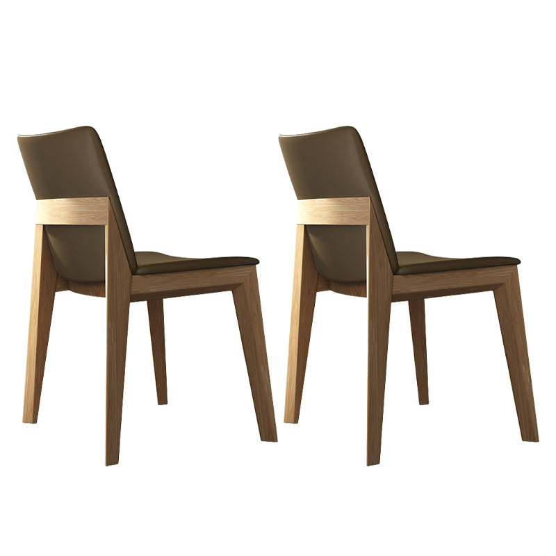 Contemporary Restaurant Upholstered Side Chair Solid Back Dining Chair Khaki 2 Piece Set Natural Wood Clearhalo ' kitchen&dining_furn' 'Dining Chairs' 'Dining Tables & Seating' 'dining_chair' 'furn' 'furn_dining_chair' 'Furniture' 'furniture_dining_chair' 'Kitchen & Dining Furniture' 'kitchen' 4159671