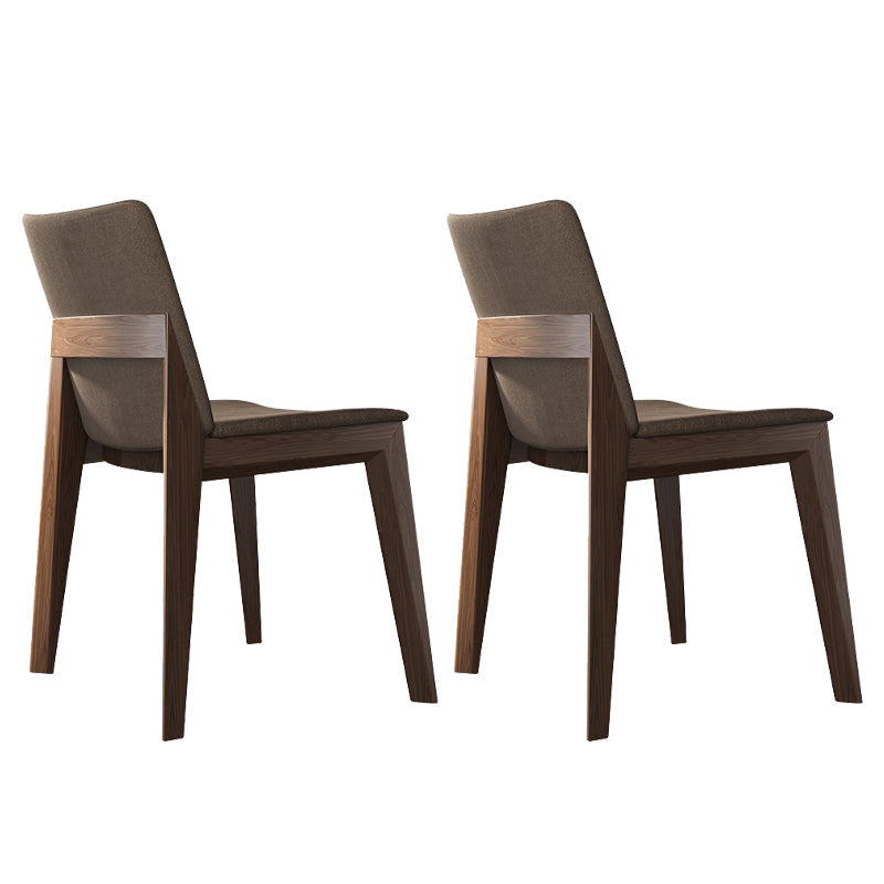 Contemporary Restaurant Upholstered Side Chair Solid Back Dining Chair Dark Khaki 2 Piece Set Walnut Clearhalo ' kitchen&dining_furn' 'Dining Chairs' 'Dining Tables & Seating' 'dining_chair' 'furn' 'furn_dining_chair' 'Furniture' 'furniture_dining_chair' 'Kitchen & Dining Furniture' 'kitchen' 4159674
