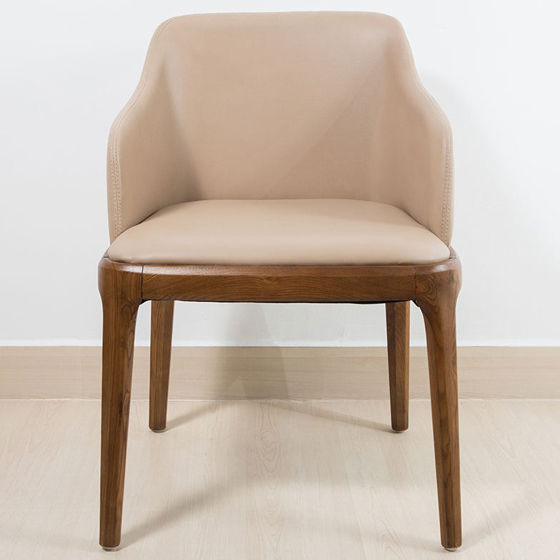 Scandinavian Leather Home Arm Chair Matte Finish Solid Back Dining Chair Clearhalo ' kitchen&dining_furn' 'Dining Chairs' 'Dining Tables & Seating' 'dining_chair' 'furn' 'furn_dining_chair' 'Furniture' 'furniture_dining_chair' 'Kitchen & Dining Furniture' 'kitchen' 4159676