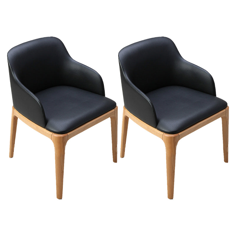 Scandinavian Leather Home Arm Chair Matte Finish Solid Back Dining Chair Black 2 Piece Set Clearhalo ' kitchen&dining_furn' 'Dining Chairs' 'Dining Tables & Seating' 'dining_chair' 'furn' 'furn_dining_chair' 'Furniture' 'furniture_dining_chair' 'Kitchen & Dining Furniture' 'kitchen' 4159677